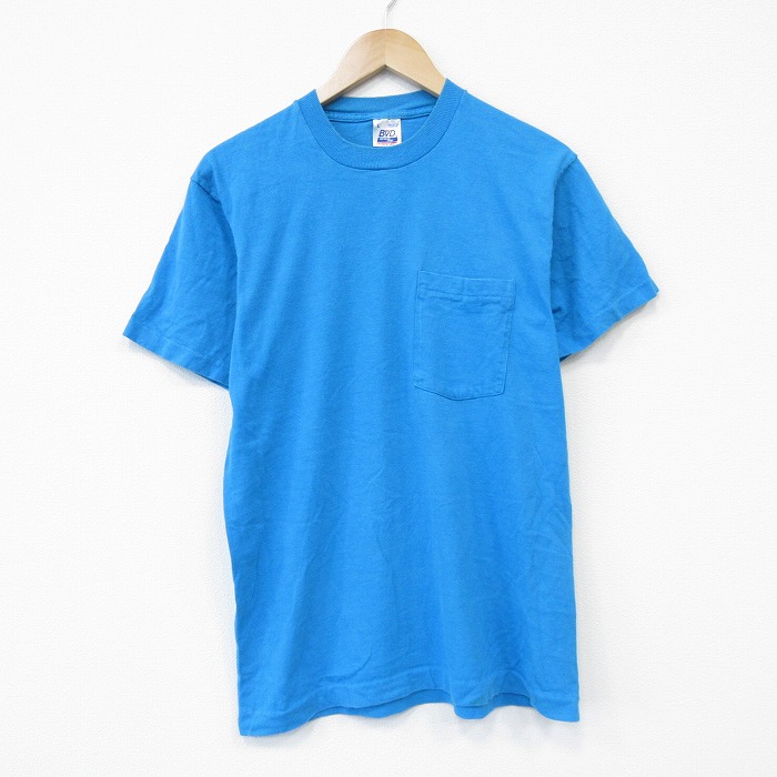 BVD 90s 半袖Tシャツ 胸ポケット付き ライトブルー メンズM相当 | 古着