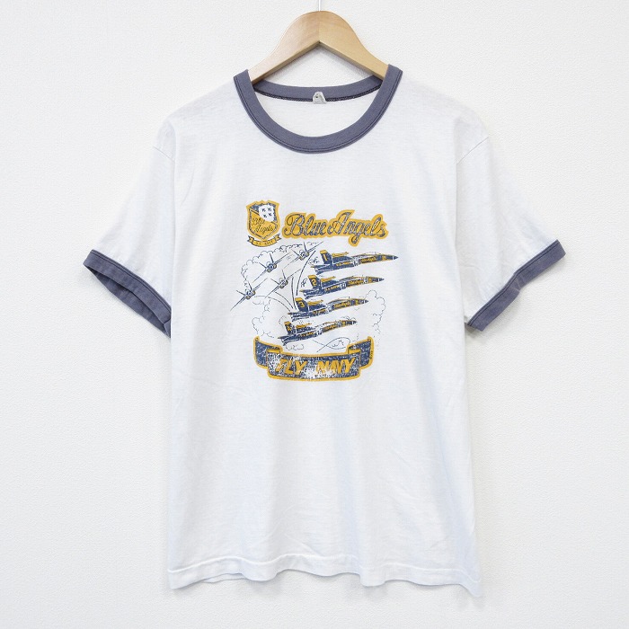 スクリーンスターズ 80s 半袖Tシャツ ブルーエンジェルズ ホワイト メンズL相当 | 古着