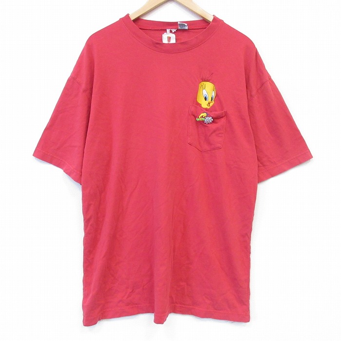 ルーニーテューンズ 90s 半袖Tシャツ トゥイーティー レッド メンズXL相当 | 古着
