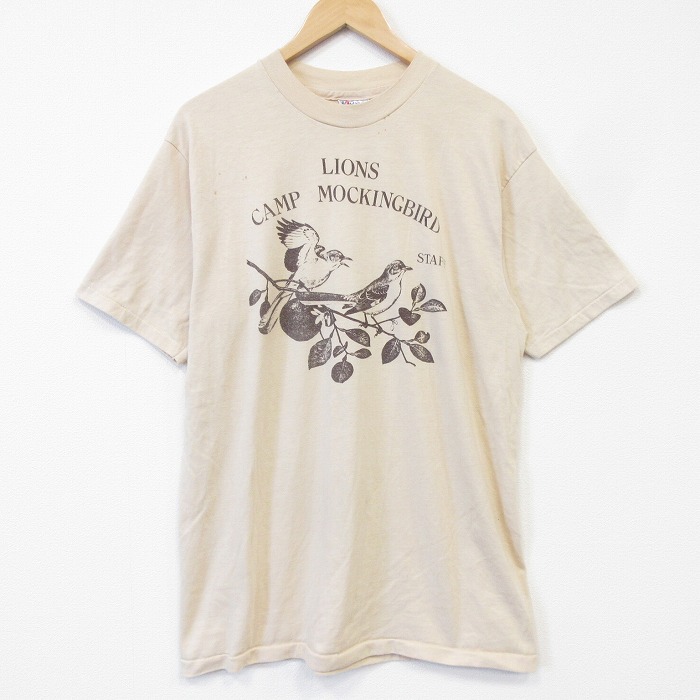 【20%OFF】ヘインズ 80s 半袖Tシャツ 鳥 ベージュ メンズXL相当 | 古着
