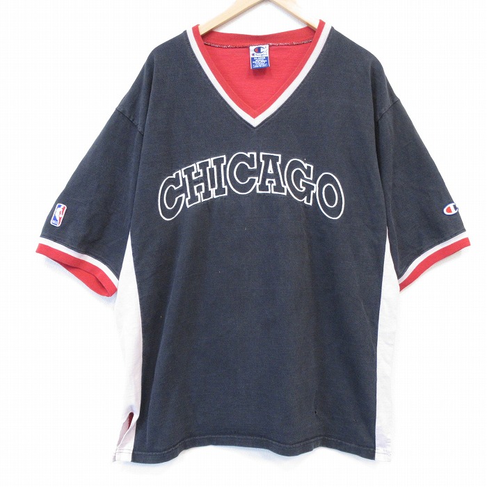 チャンピオン 90s 半袖Tシャツ NBA シカゴブルズ刺繍 ブラック メンズXL相当 | 古着