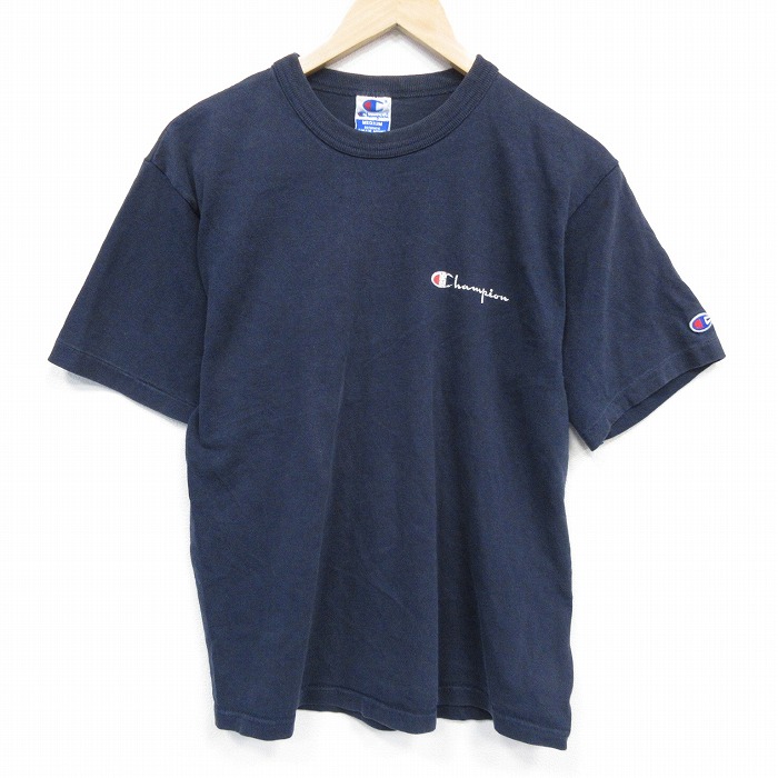 チャンピオン 90s 半袖Tシャツ ワンポイントロゴ ネイビー メンズM相当 | 古着