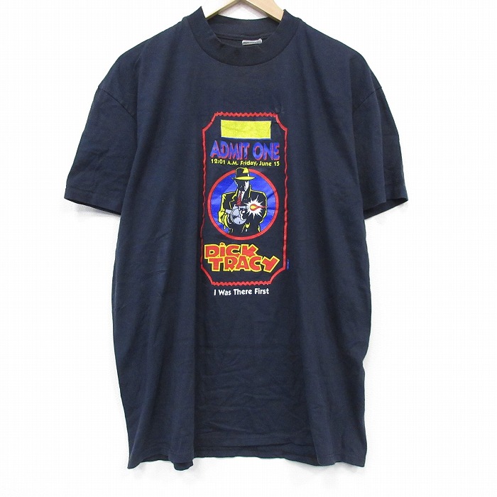 ディズニー 90s 半袖Tシャツ ディックトレイシー ネイビー メンズXL相当 | 古着