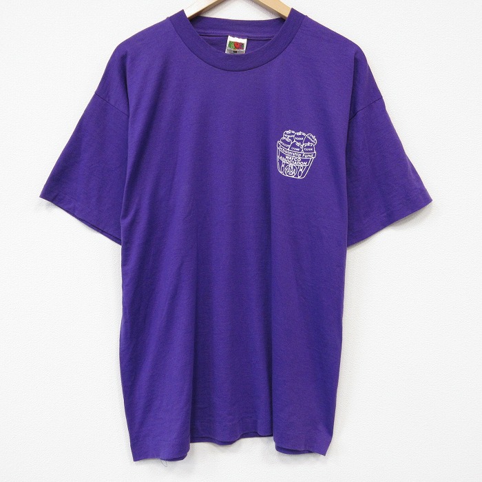 フルーツオブザルーム 90s 半袖Tシャツ リンゴ パープル メンズXL相当 | 古着