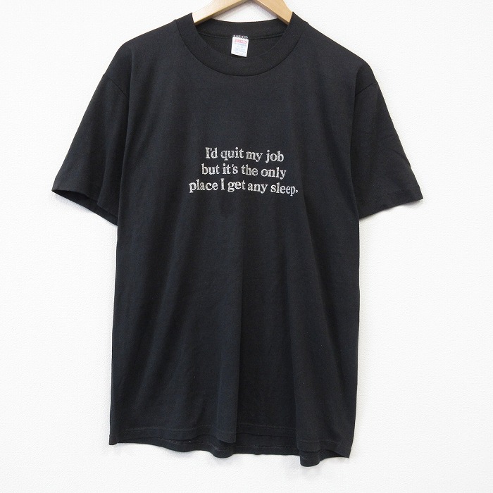 【20%OFF】80s 半袖Tシャツ メッセージ ブラック メンズL相当 | 古着