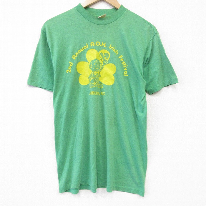 【20%OFF】80s 半袖Tシャツ クローバー グリーン メンズM相当 | 古着