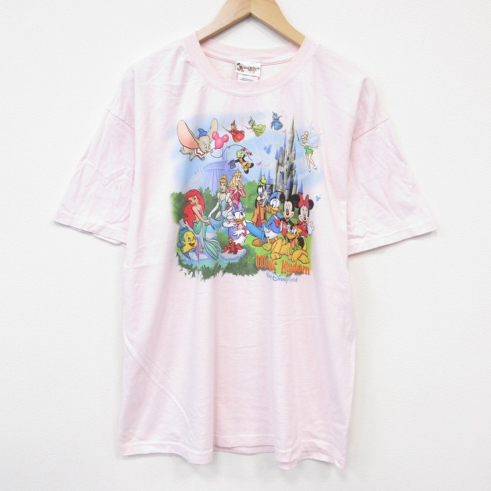 ディズニー 00s 半袖Tシャツ マジッククングダム ピンク メンズXL相当 | 古着