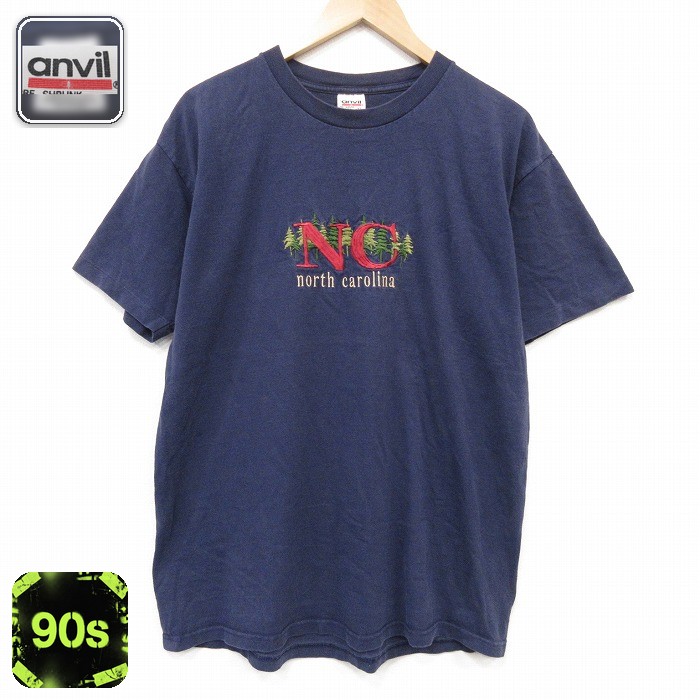 90s 半袖Tシャツ NO刺繍 ネイビー メンズXL相当 | 古着