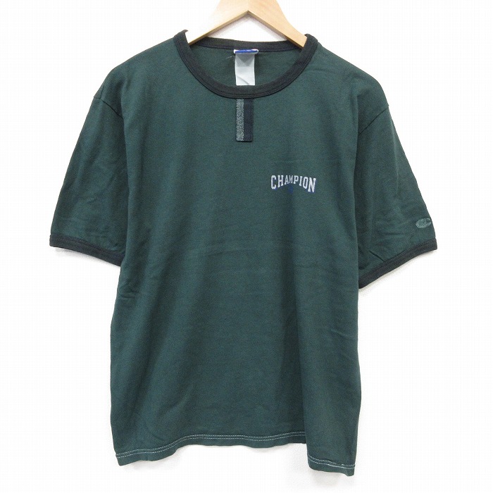 チャンピオン 00s 半袖Tシャツ ワンポイントロゴ グリーン メンズL相当 | 古着
