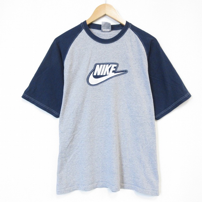 ナイキ 00s 半袖Tシャツ ビッグロゴラグラン グレー メンズXL相当 | 古着