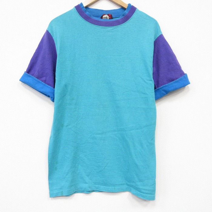 90s 半袖Tシャツ 無地 ライトブルー メンズM相当 | 古着