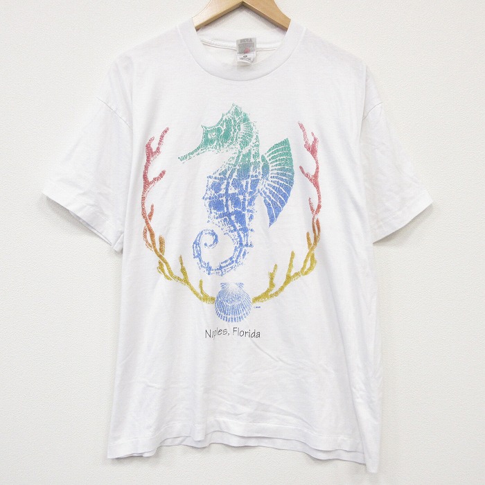 フルーツオブザルーム 90s 半袖Tシャツ タツノオトシゴ ホワイト メンズXL相当 | 古着
