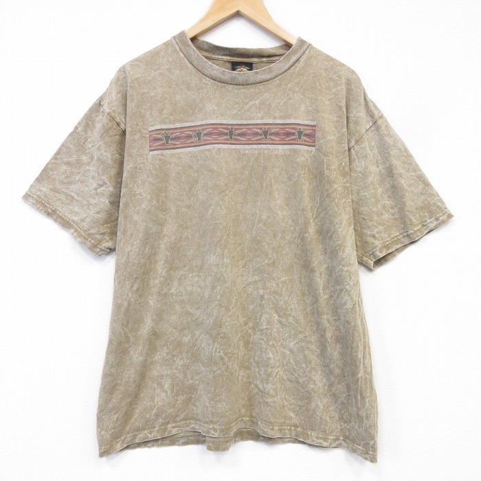 90s 半袖Tシャツ 民族 ベージュタイダイ メンズXL相当 | 古着