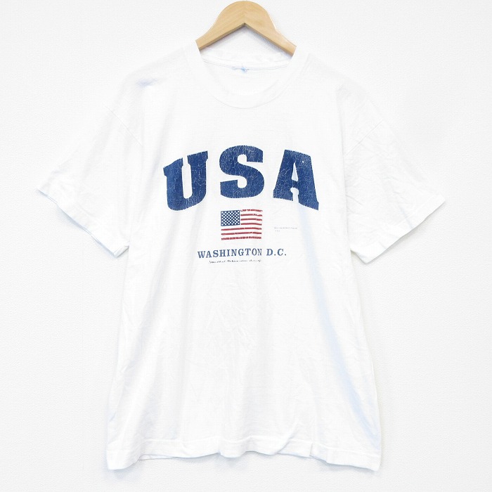 【20%OFF】00s 半袖Tシャツ USAロゴ ホワイト メンズL相当 | 古着