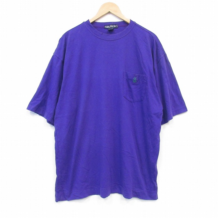 ノーティカ 90s 半袖Tシャツ ワンポイントロゴ パープル メンズXL相当 | 古着