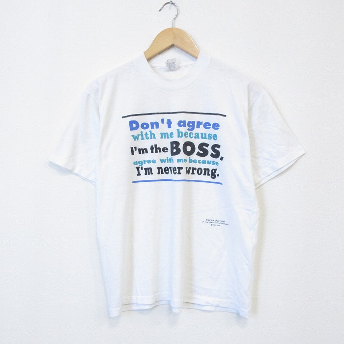 90s 半袖Tシャツ メッセージ ホワイト メンズM相当 | 古着