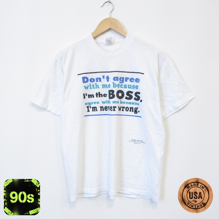 90s 半袖Tシャツ メッセージ ホワイト メンズM相当 | 古着