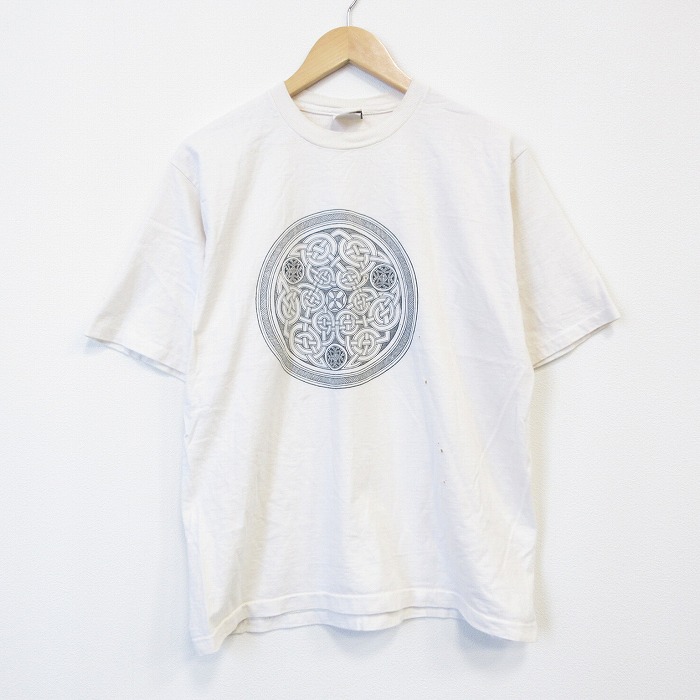 90s 半袖Tシャツ ケルト文様 ベージュ メンズL相当 | 古着
