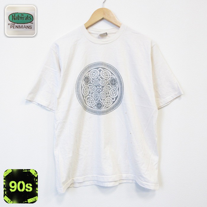 90s 半袖Tシャツ ケルト文様 ベージュ メンズL相当 | 古着