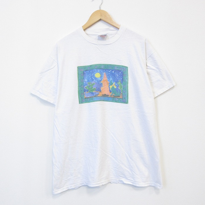 オニータ 90s 半袖Tシャツ オオカミ ホワイト メンズXL相当 | 古着