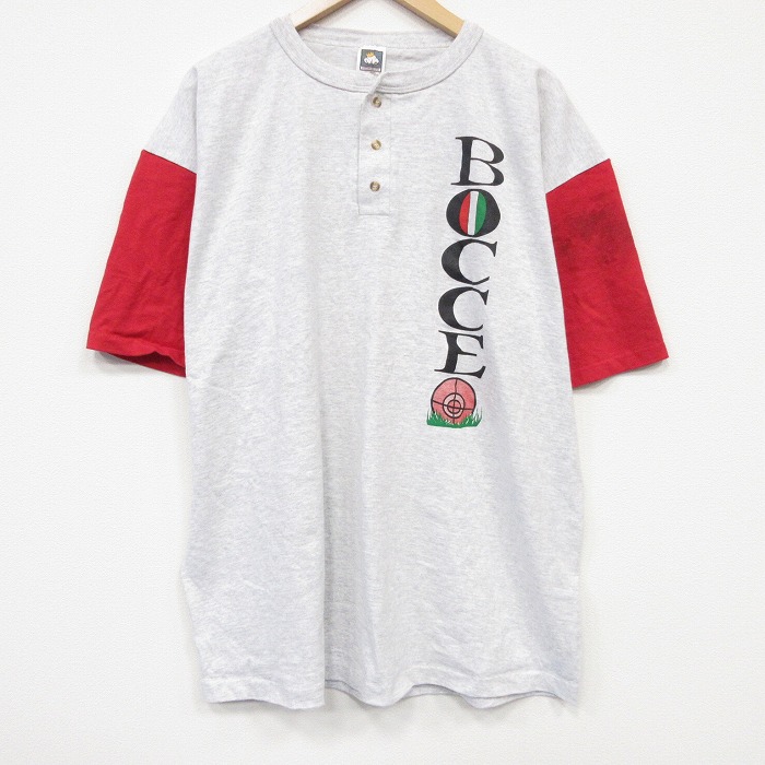 90s 半袖Tシャツ BOCCE ツートンカラー グレー メンズXL相当 | 古着