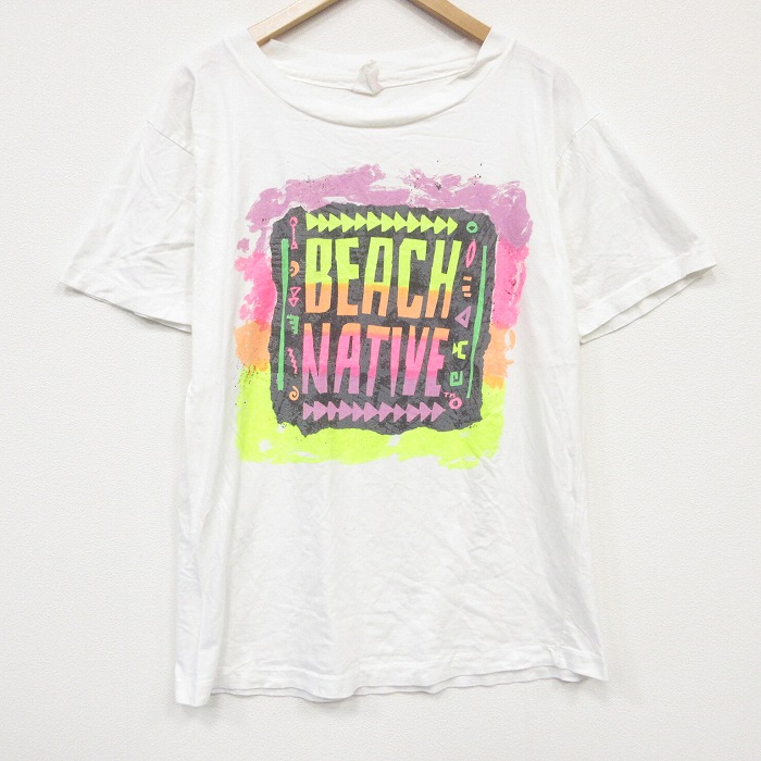 90s 半袖Tシャツ ビーチネイティブ ホワイト メンズL相当 | 古着