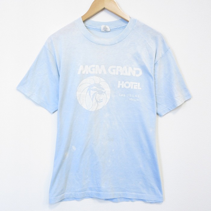 【20%OFF】ヘインズ 80s 半袖Tシャツ MGMグランド ライトブルー メンズL相当 | 古着