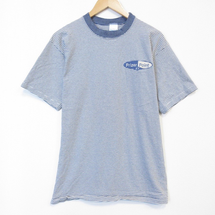 90s 半袖Tシャツ Prizerボーダー ネイビー メンズL相当 | 古着