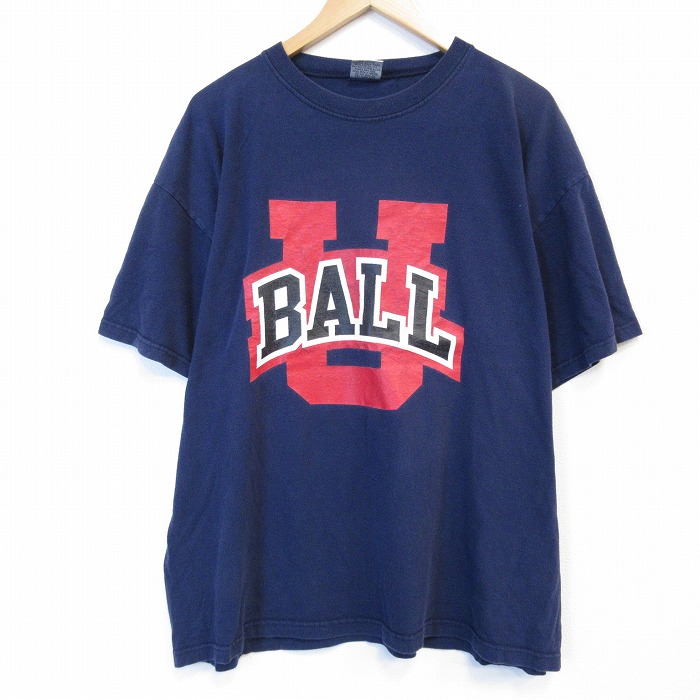 90s 半袖Tシャツ BALL ネイビー メンズXL相当 | 古着