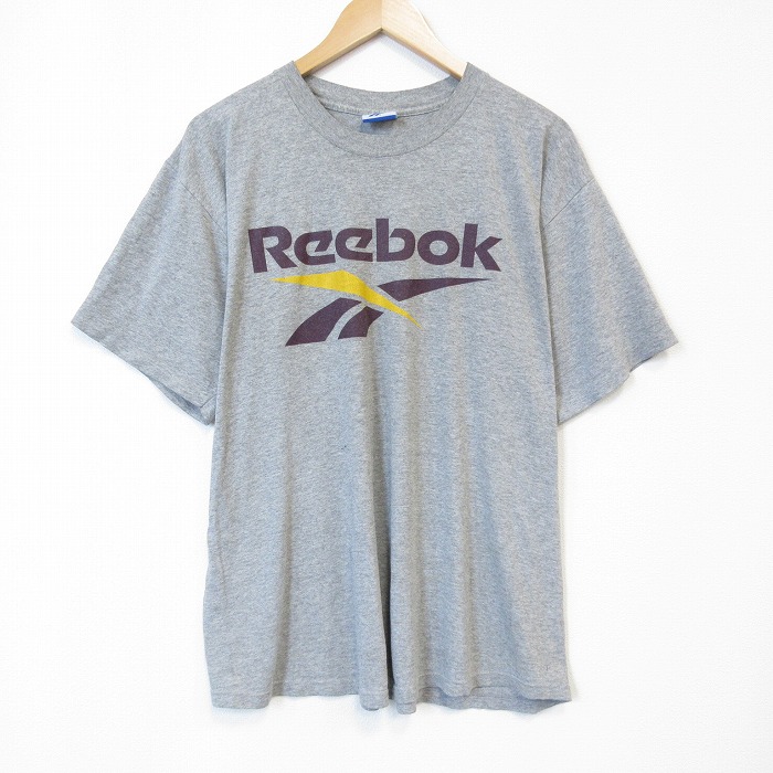リーボック 00s 半袖Tシャツ ビッグロゴ グレー メンズXL相当 | 古着