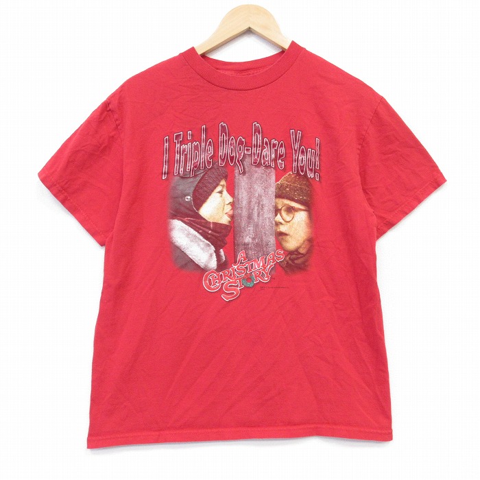 00s 半袖Tシャツ クリスマスストーリー レッド メンズM相当 | 古着
