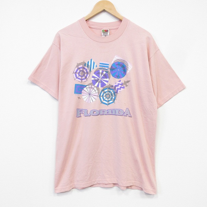フルーツオブザルーム 00s 半袖Tシャツ フロリダ ピンク メンズL相当 | 古着