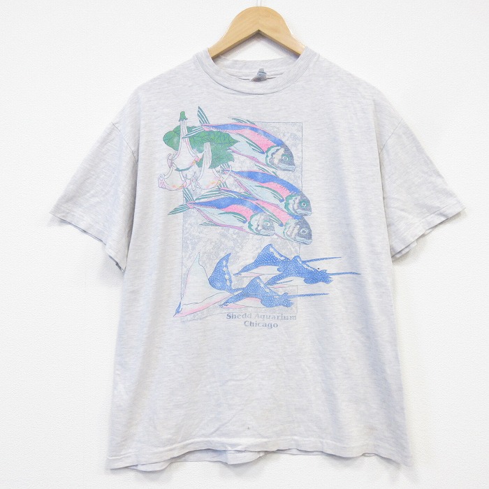ヘインズ 90s 半袖Tシャツ 魚 グレー メンズL相当 | 古着