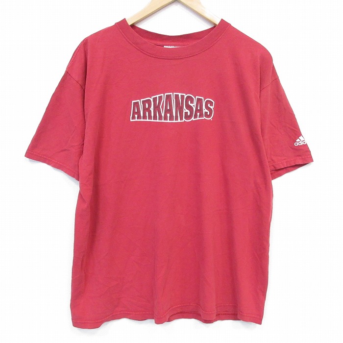 アディダス 00s 半袖Tシャツ アーカンソー レッド メンズL相当 | 古着