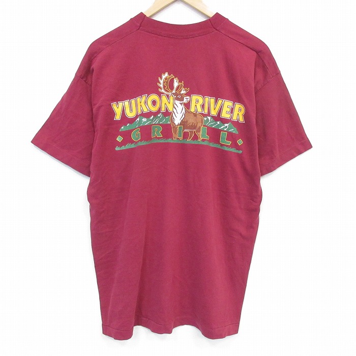 フルーツオブザルーム 90s 半袖Tシャツ シカ バーガンディ メンズXL相当 | 古着