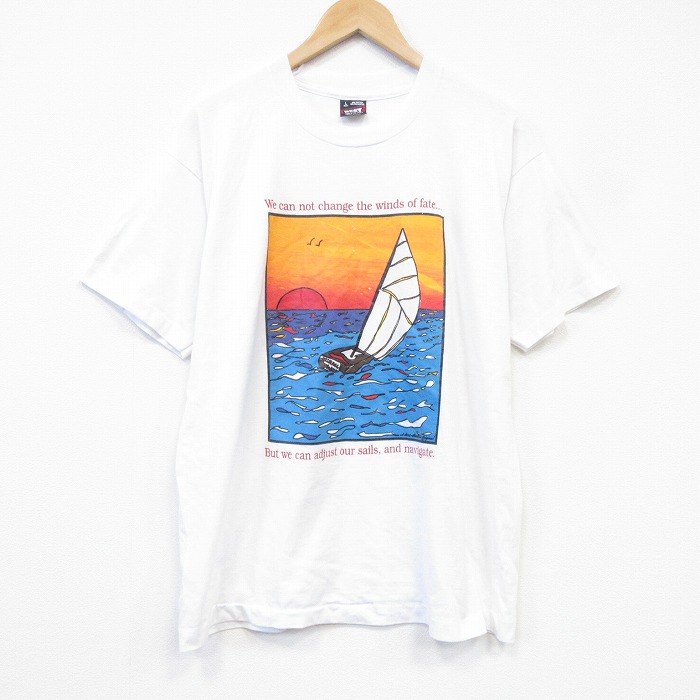 フルーツオブザルーム 90s 半袖Tシャツ ヨット ホワイト メンズL相当 | 古着