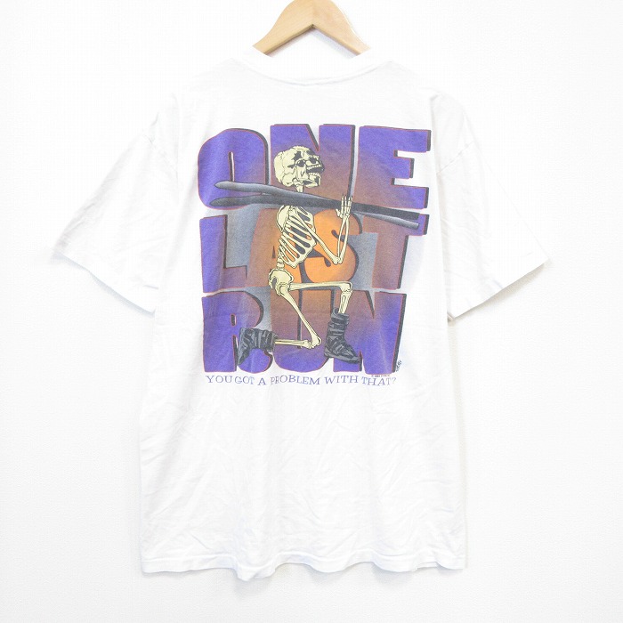 90s 半袖Tシャツ スケルトン ホワイト メンズXL相当 | 古着