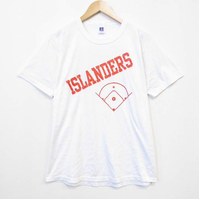 ラッセル 80s 半袖Tシャツ ISLANDERS ホワイト メンズL相当 | 古着