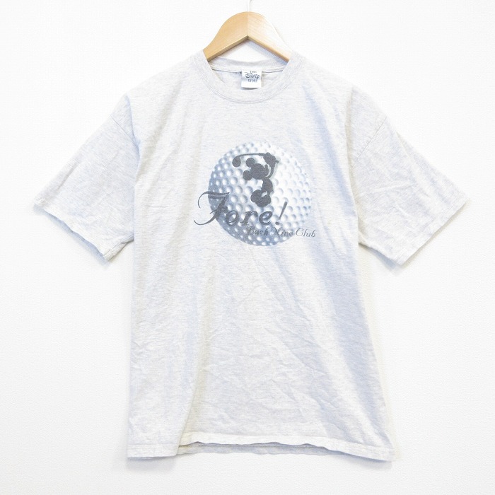 ディズニー 90s 半袖Tシャツ ミッキーゴルフ グレー メンズL相当 | 古着