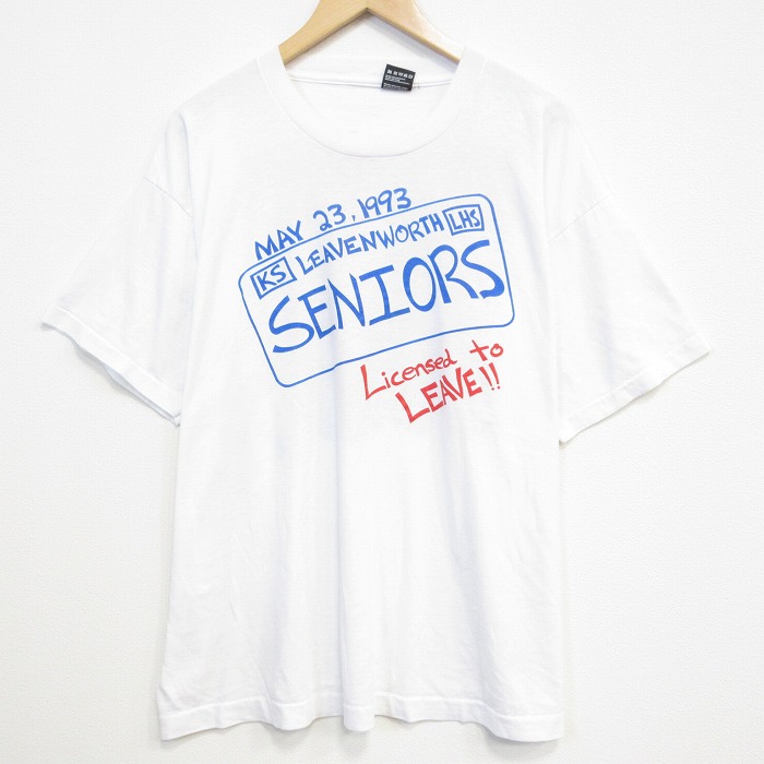 フルーツオブザルーム 90s 半袖Tシャツ SENIORS ホワイト メンズXL相当 | 古着
