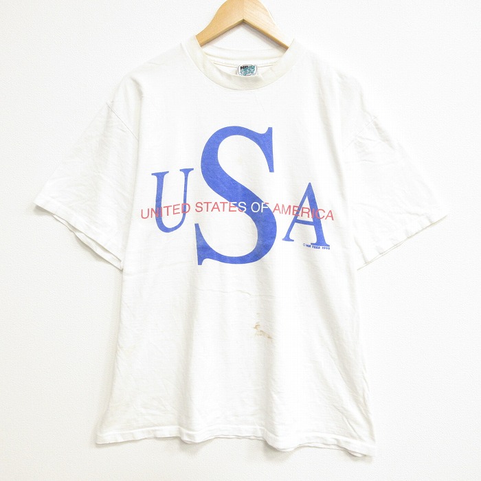90s 半袖Tシャツ USAロゴ ホワイト メンズXL相当 | 古着