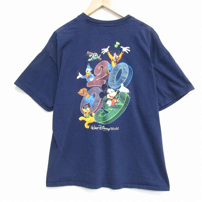 ヘインズ 00s 半袖Tシャツ ディズニー ミッキー ネイビー メンズXL相当 | 古着