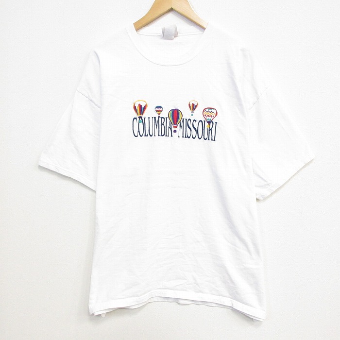 90s 半袖Tシャツ 気球刺繍 ホワイト メンズXL相当 | 古着