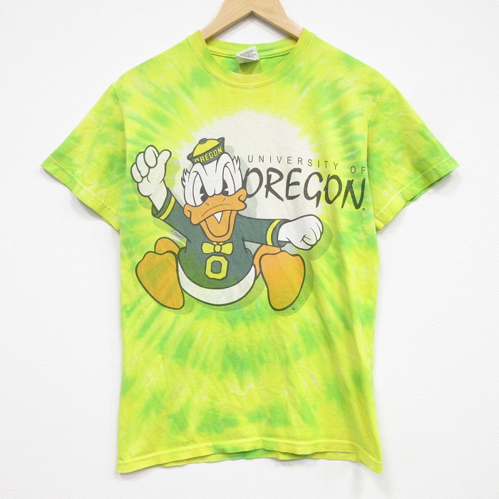 00s 半袖Tシャツ オレゴン両面プリント タイダイ イエロー メンズS相当 | 古着