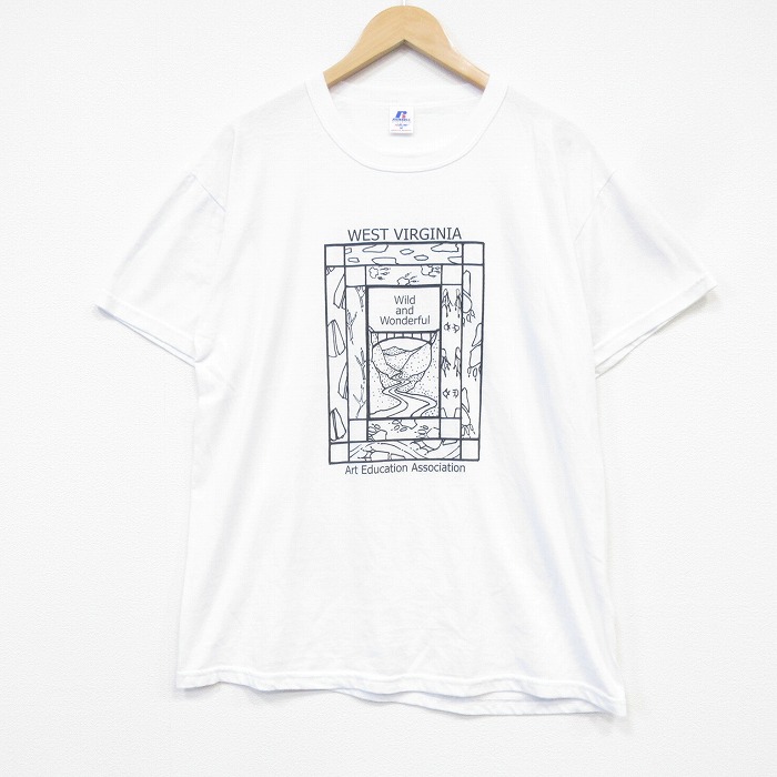 ラッセル 00s 半袖Tシャツ ウエストバージニア ホワイト メンズL相当 | 古着