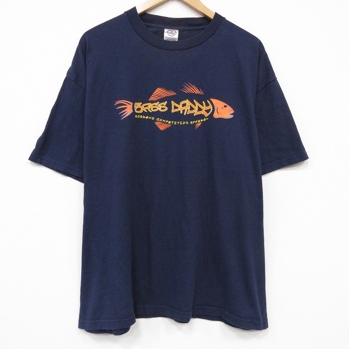 00s 半袖Tシャツ 魚 ネイビー メンズXL相当 | 古着