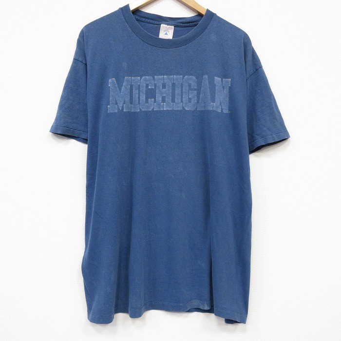 90s 半袖Tシャツ ミシガン ネイビー メンズXL相当 | 古着
