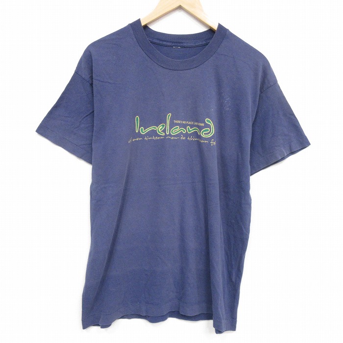 80s 半袖Tシャツ アイルランド ネイビー メンズL相当 | 古着