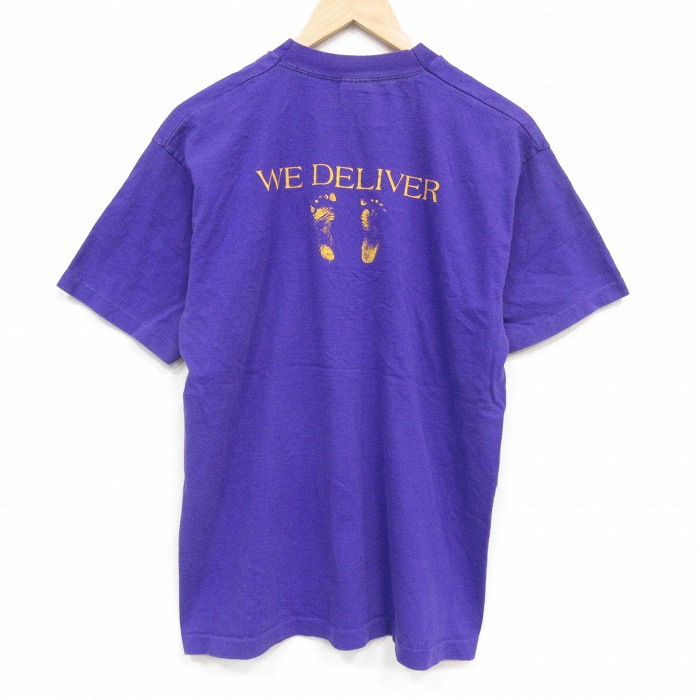 フルーツオブザルーム 90s 半袖Tシャツ 足跡 パープル メンズL相当 | 古着