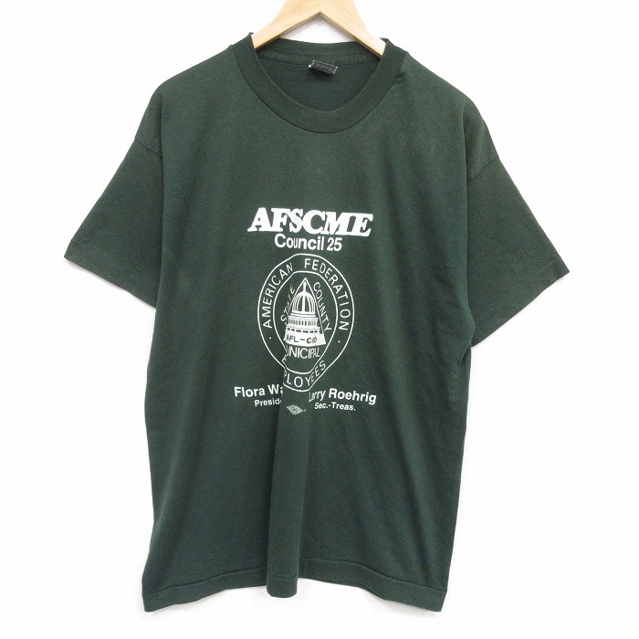 フルーツオブザルーム 90s 半袖Tシャツ AFSCME グリーン メンズXL相当 | 古着